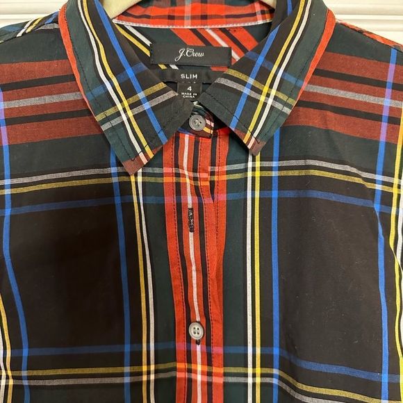 J. CREW Slim Fit Button Front Striped
Shirt Size 4 in Plaid - Picture 3 of 5